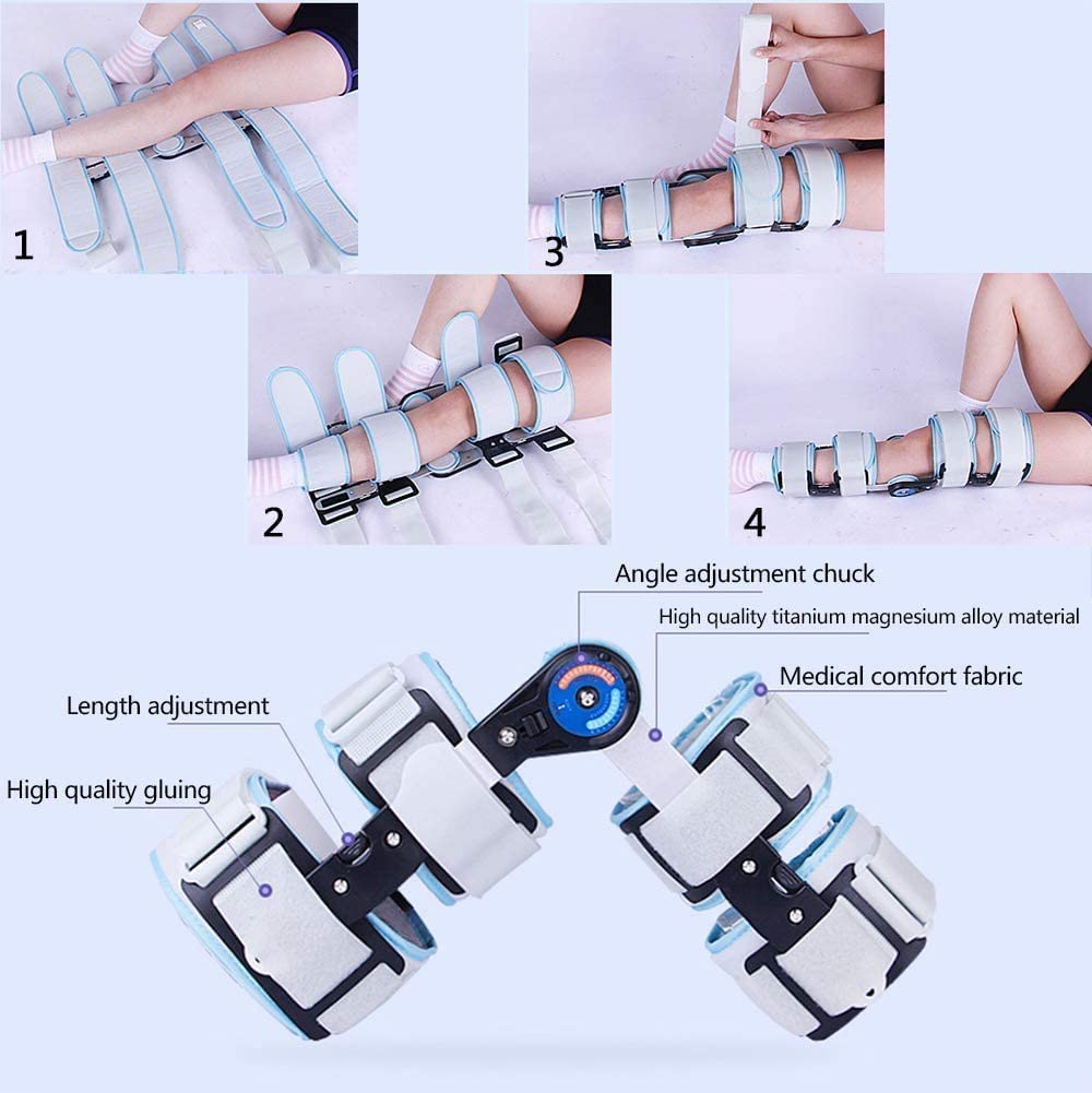 XBJYDMBDD Hinged Knee Brace ROM Knee Brace Leg Immobilizer Support Fracture Adjustable for Arthritis Joint Pain Meniscus Tear Knee Injury Recovery Relieve Knee Burden Adjustable Knee Immobilizer