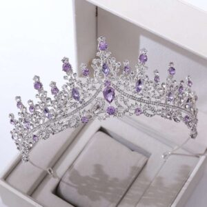 Birthday Party Queen Tiaras Crowns for Women Lavender Shiny Gothic Wedding Anniversary Headbands,4