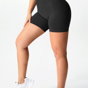 YEOREO Women Seamless Scrunch Workout Shorts High Waisted Intensify Running Gym Yoga Workout Black S