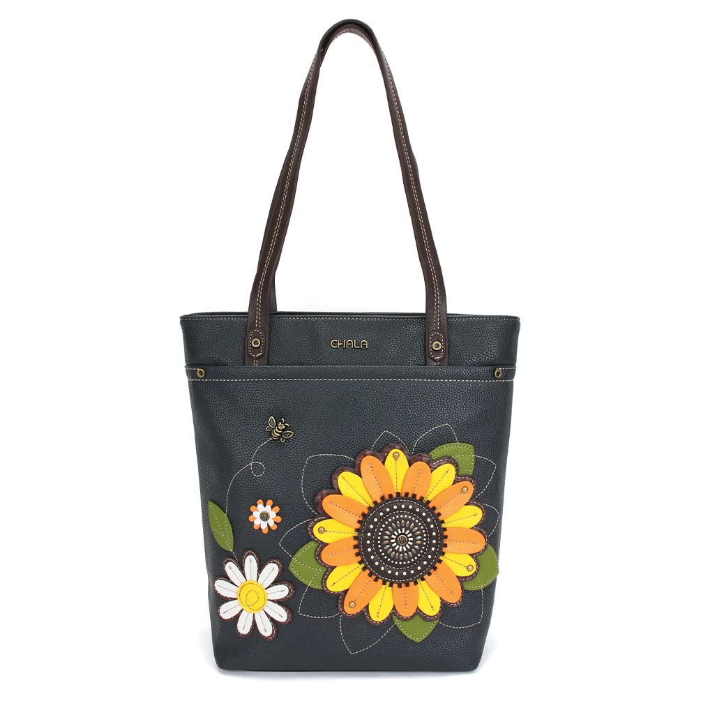 CHALA Deluxe Everyday Tote Women Shoulder Purse Handbag - Sunflower - navy