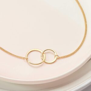 40th Birthday Necklace - Heartfelt Card & Jewelry Gift Set for Women (Infinity Circles, Gold)