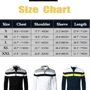 HOOD CREW Men’s Long Sleeve Polo Shirt Casual Slim Fit Shirts Contrast Color Patchwork T Shirts Cotton Tops Orange XXL