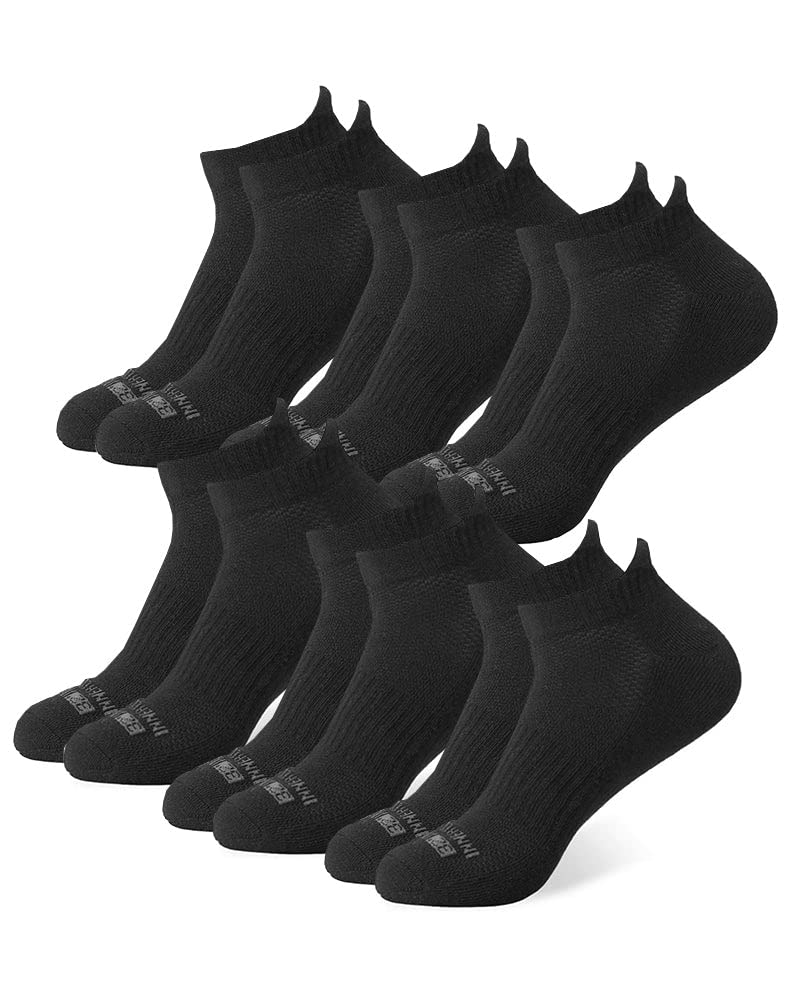 32 DEGREEES Men's 6 Pack Comfort Ankle Socks | Anti-Odor | Cushioned Heel | Arch Support | Active | Casual | Work, Black, Large