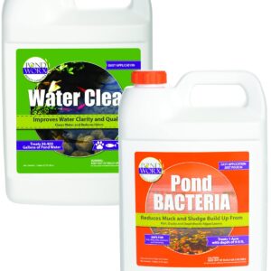 PondWorx Pond Bacteria and Water Clear- Formulated for Large Ponds, Water Features and Safe for Koi, Improves Water Quality- Gallon