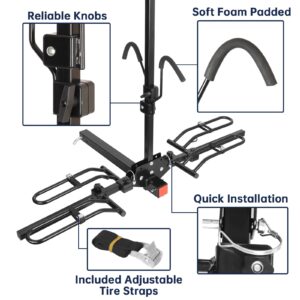 HIGHRAZON Hitch Mounted Bike Rack, 2 Bike 160 lbs Capacity, Foldable Bicycle Rack, 2" Platform Bike Rack for Cars Trucks SUVs Minivans