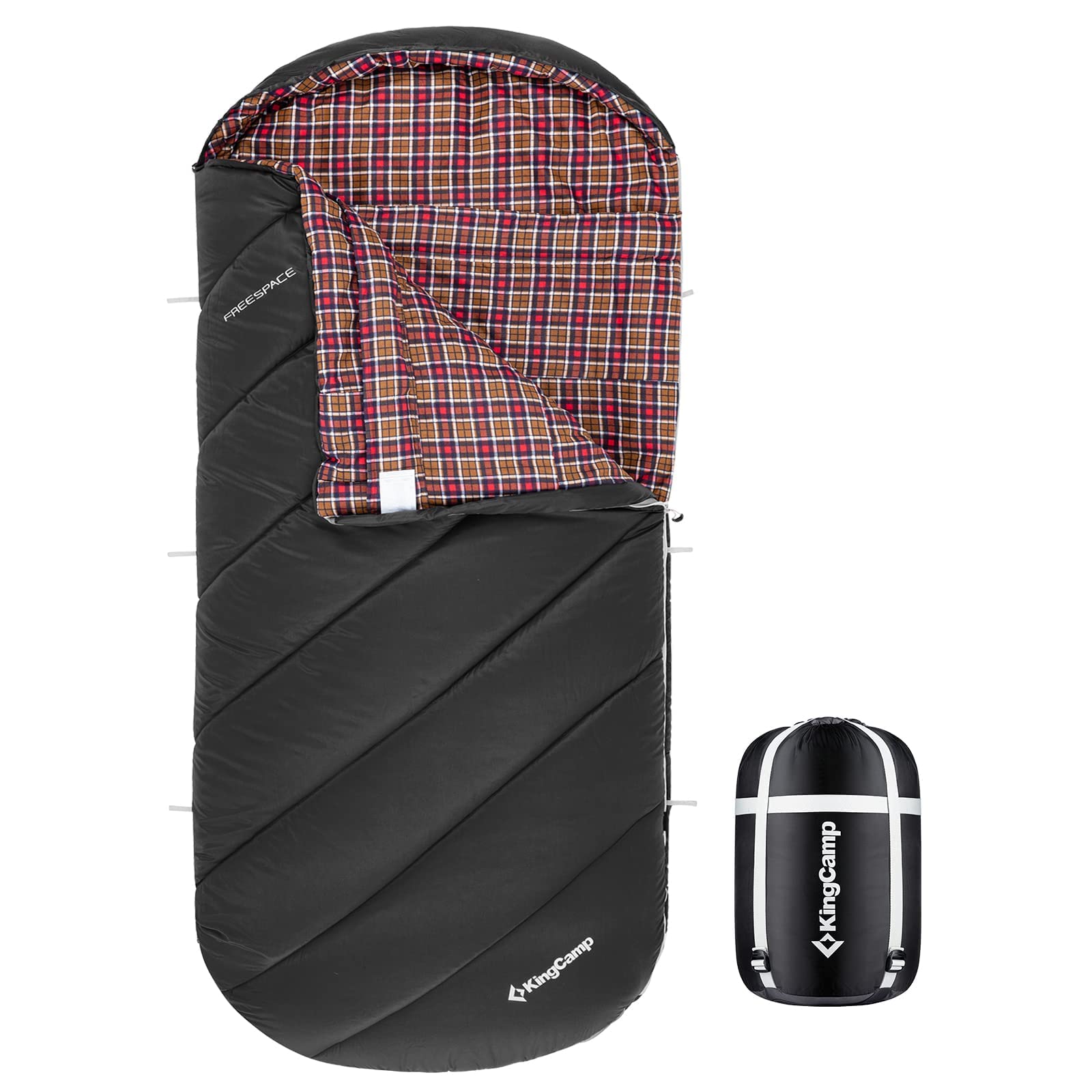 KingCamp Extra Wide Sleeping Bags - Adult XL Sleeping Bag, Cotton Flannel Sleeping Bag, Camping Sleeping Bags for 3 Seasons for Hiking and Outdoors Adventures, Waterproof & Compact & Lightweight