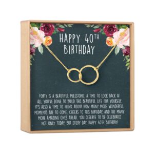 40th Birthday Necklace - Heartfelt Card & Jewelry Gift Set for Women (Infinity Circles, Gold)