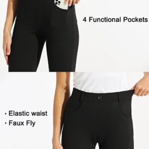 Willit 31" Women's Yoga Dress Pants Bootcut Work Slacks Stretch Office with Belt Loops 4 Pockets Black XL