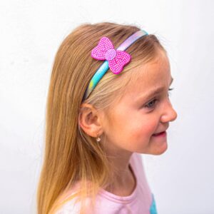 FROG SAC Interchangeable Charm Headbands for Girls, Butterfly Bow Unicorn Kids Headband, Sparkle Rhinestone Little Girl Hair Bands, Sparkly Toddler Hair Accessories for Children