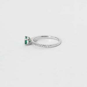 Michooyel S925 4x6mm Lab-created Emerald Engagement Ring Sterling Silver Ring Cubic Zirconia Fine Jewelry For Women