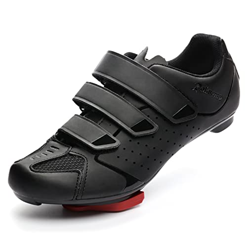 Unisex Cycling Shoes Peloton Compatible - Mens Spin Shoes with Look Delta Cleats - Indoor Road Bike Shoes SPD Clips - Black Size 4