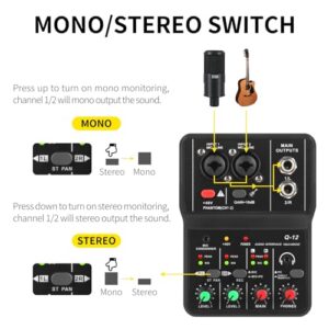 XTUGA USB Audio Interface for PC,Interface for Recording Music Computer Recording Audio Interface XLR with 3.55m Microphone Jack, USB Sound Card for Recording Studio, Ultra-low Latency Plug&Play, Q-12