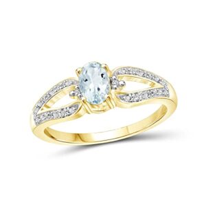 jewelexcess 0.40 ctw aquamarine & accent white diamonds ring in 14k gold over silver