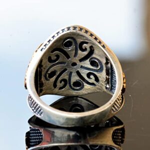 Handcrafted 925 Sterling Silver Men's Freemason Scorpion Ring with Black Agate Gemstone, Masonic Gold Plated King Signet Design, Unique Sterling Silver Ring