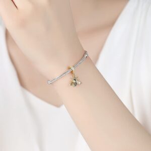 CHTLOR Bee Animal Charm Beads Gold Bee Charm 925 Sterling Silver Beads Fit for European Charm Bracelet