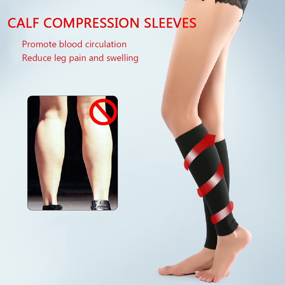 Angzhili 2 Pairs Calf Compression Sleeves for Women,Footless Compression Socks for Running,Yoga and Fitness,Leg Compression Socks for Calf Pain Relief (Large, Black)