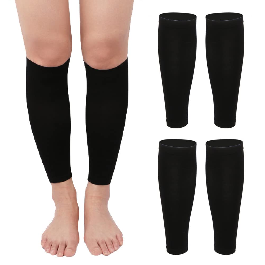 Angzhili 2 Pairs Calf Compression Sleeves for Women,Footless Compression Socks for Running,Yoga and Fitness,Leg Compression Socks for Calf Pain Relief (Large, Black)