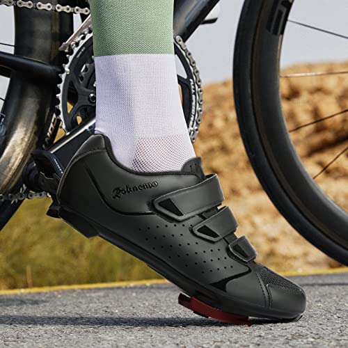 Unisex Cycling Shoes Peloton Compatible - Mens Spin Shoes with Look Delta Cleats - Indoor Road Bike Shoes SPD Clips - Black Size 4