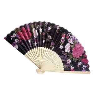 handmade folding fan summer vintage bamboo folding hand held flower fan chinese style dance wedding party pocket gifts wedding colorful chinese fans handheld fan (color : n)