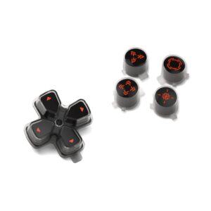 eXtremeRate Replacement Custom Dpad Action Buttons Three-Tone Black & Clear with Orange Redesigned Symbols D-pad Face Buttons Compatible with ps5 Controller