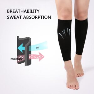 Angzhili 2 Pairs Calf Compression Sleeves for Women,Footless Compression Socks for Running,Yoga and Fitness,Leg Compression Socks for Calf Pain Relief (Large, Black)