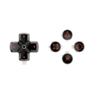 eXtremeRate Replacement Custom Dpad Action Buttons Three-Tone Black & Clear with Orange Redesigned Symbols D-pad Face Buttons Compatible with ps5 Controller