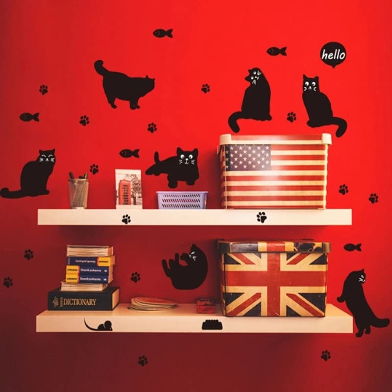 Cute Black Cat Silhouette Wall Sticker Home Decoration Children's Room Staircase Corridor Decoration Mural Combi