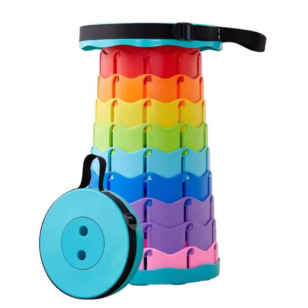 N//C Collapsible Telescoping Camping Stool, Portable Sturdy Fishing Stool Seat Rainbow Color Outdoor Stool