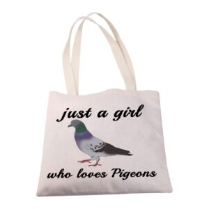 MBMSO Pigeon Tote Bag just a Girl who Loves Pigeons Gifts for Women Pigeon Lover Gift Shoulder Shopping Bag Bird Owner Gifts (Pigeons tote bag)