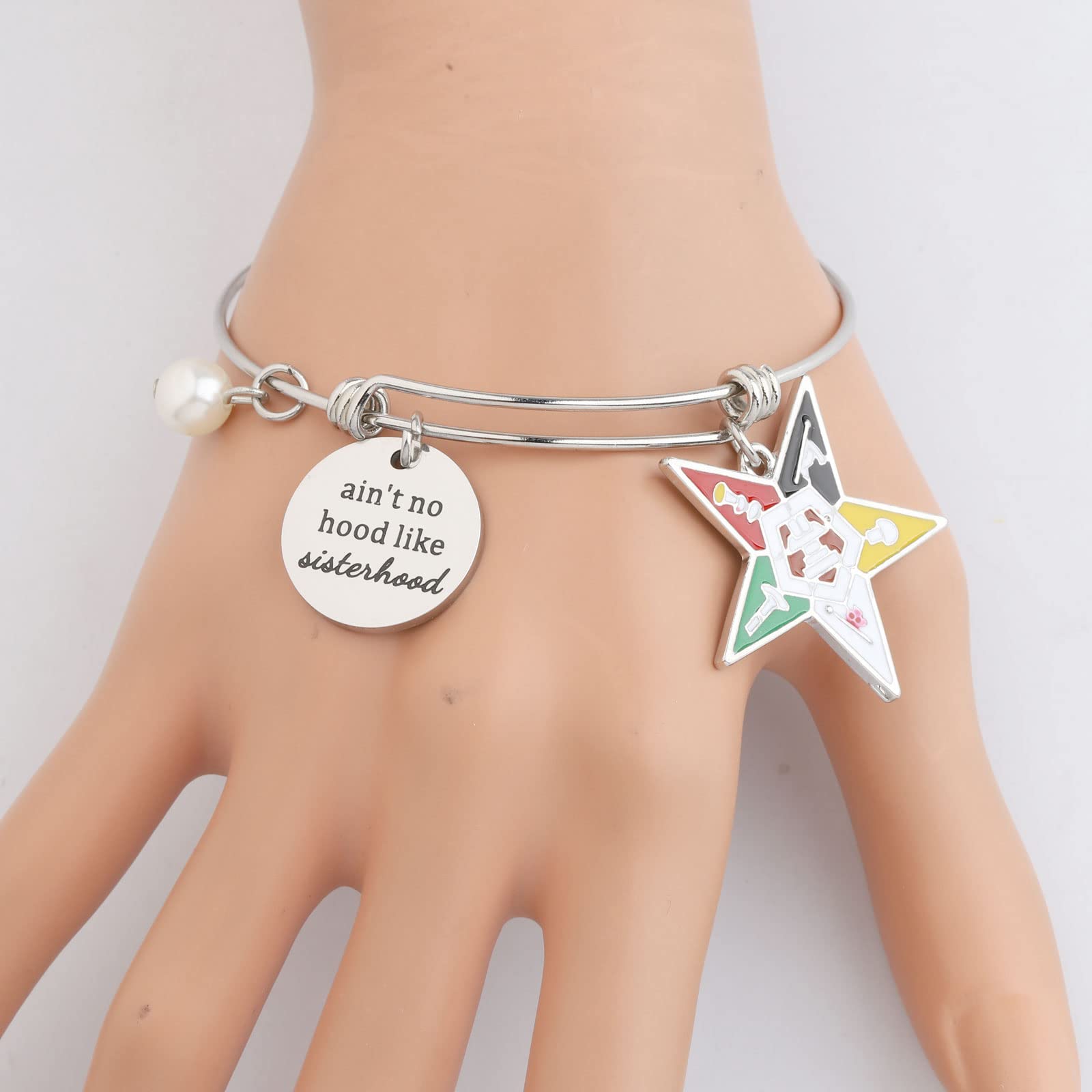 Gzrlyf OES Bracelet for Women Ain’t no Hood Like Sisterhood Jewelry Order Of The Eastern Star Gifts OES Sorority Sisterhood Gifts(OES bracelet)