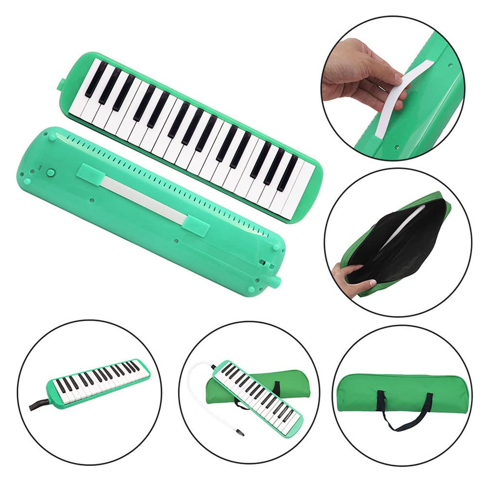 Mibee 32 Piano Keys Melodica Musical Instrument for Music Lovers Beginners Gift with Carrying Bag (Green) (20220318)