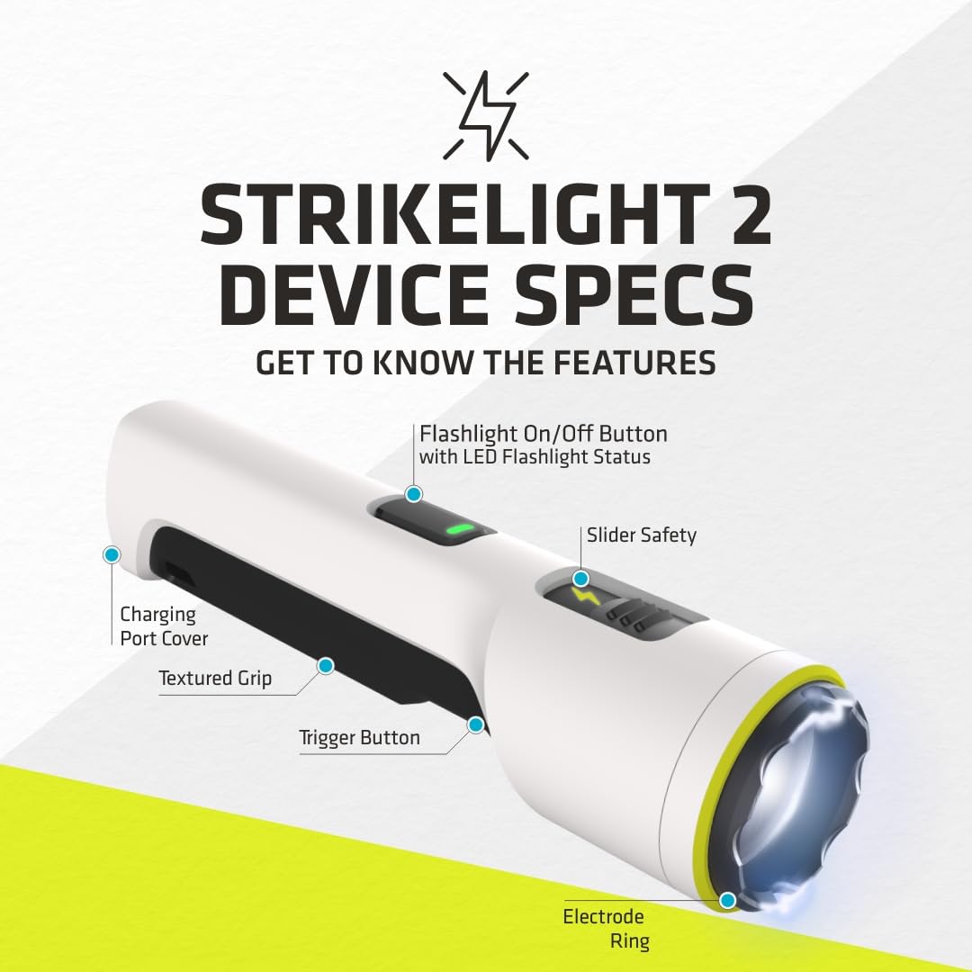 TASER StrikeLight 2 Rechargeable Self-Defense Flashlight | Perfect for Running, Jogging, Pet Walking | Portable, Lightweight, Survival, Outdoors (White)