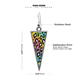 Triangle double sided earrings UV glow Leopard Print Pattern Jaguar fur pattern animal print Triangle Earrings (Style 10)