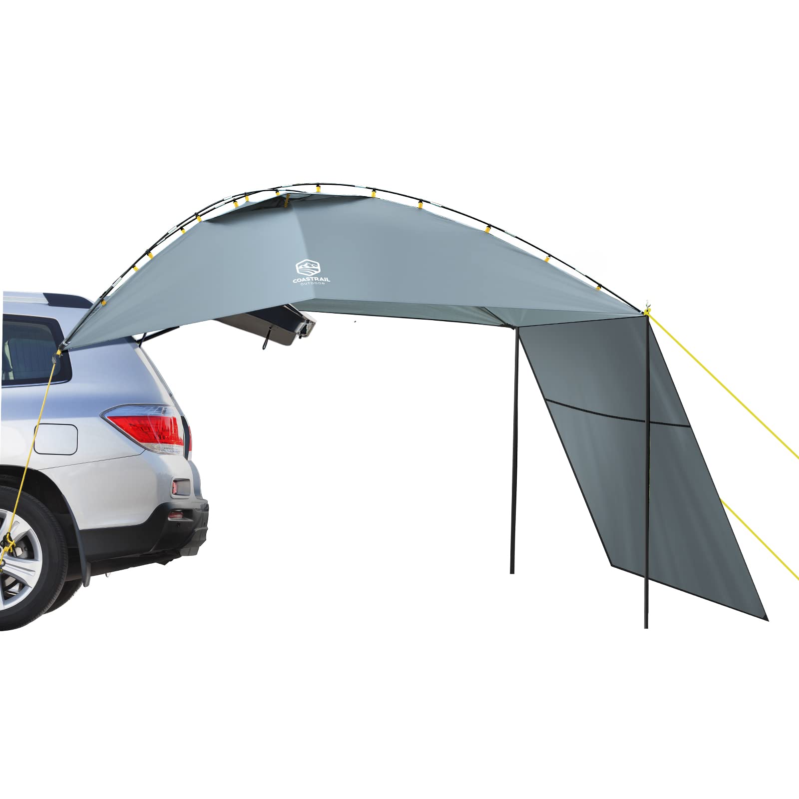 Coastrail Outdoor Car Canopy Sun Shade with Side-Wall, SUV Awning Car Rear Tent Portable Camping Shelter for Tent Campers, Sun Shelter Attach to Truck Van RV Jeep,Grey,Extra Large