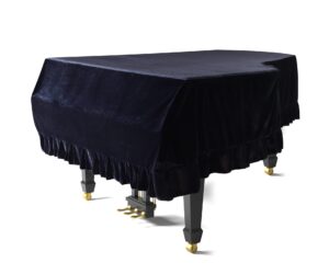 monkeysell velvet grand piano cover dustproof baby piano cover decorative full piano cover cloth soft bordered triangle decorated protective cover cloth (black)