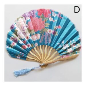 fkjlun handmade folding fan chinese classic folding fan hand held fan bamboo paper folding fan party wedding decor vintage bamboo folding hand fans handheld fan (color : d)