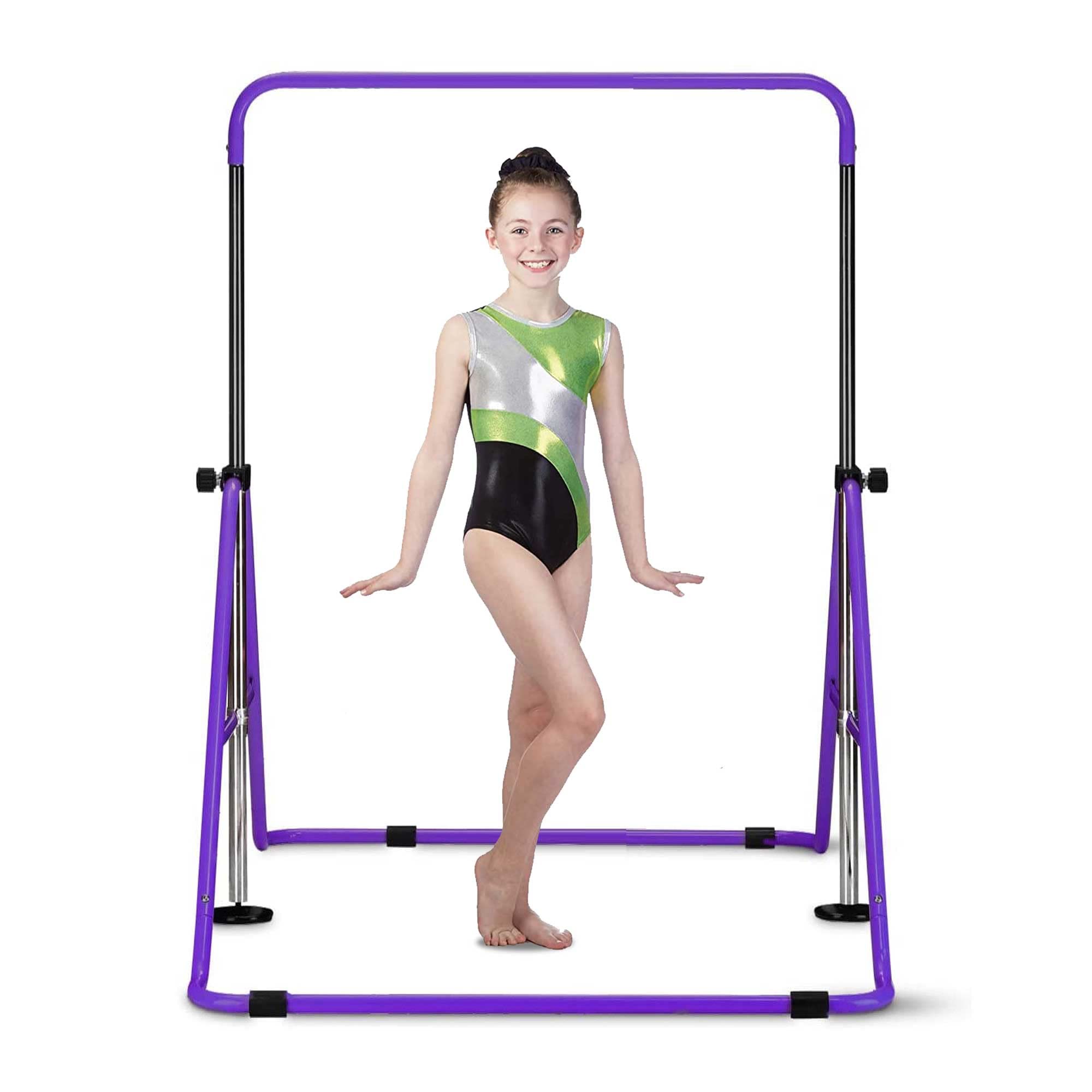 HYD-Parts Gymnastics Bar Kids, Junior Training Bar, Height Adjustable Horizontal Bars, Folding Gymnastics Bars Monkey Bars for Kids (Violet)