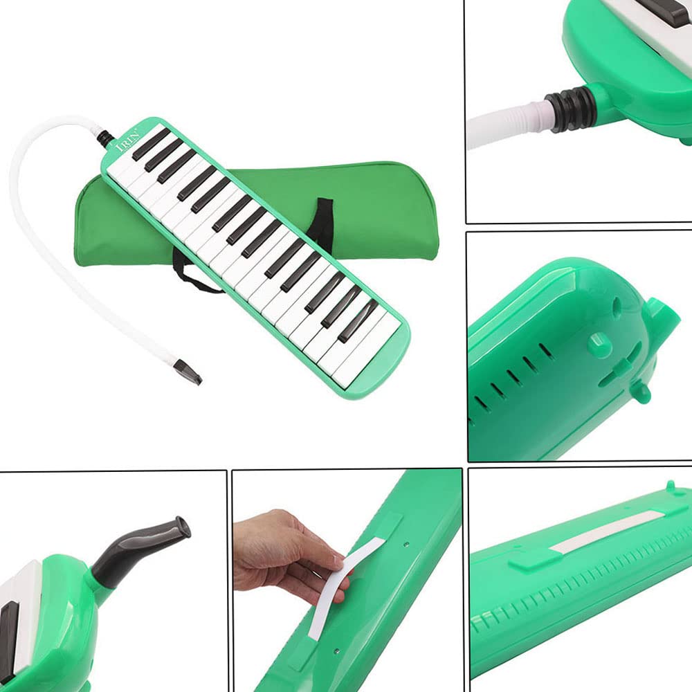 Mibee 32 Piano Keys Melodica Musical Instrument for Music Lovers Beginners Gift with Carrying Bag (Green) (20220318)