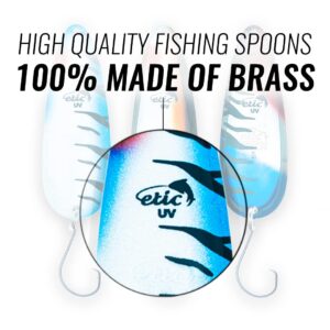 ETIC Toronto Wobbler 3", 1/2oz Fishing Spoons Kit 100% Made of Brass, 3 pcs Fishing Lures, Tackle, Hooks, Baits, Spinning, Casting, Trolling for Trout, Salmon, Pike, Walleye, Bass and Mores