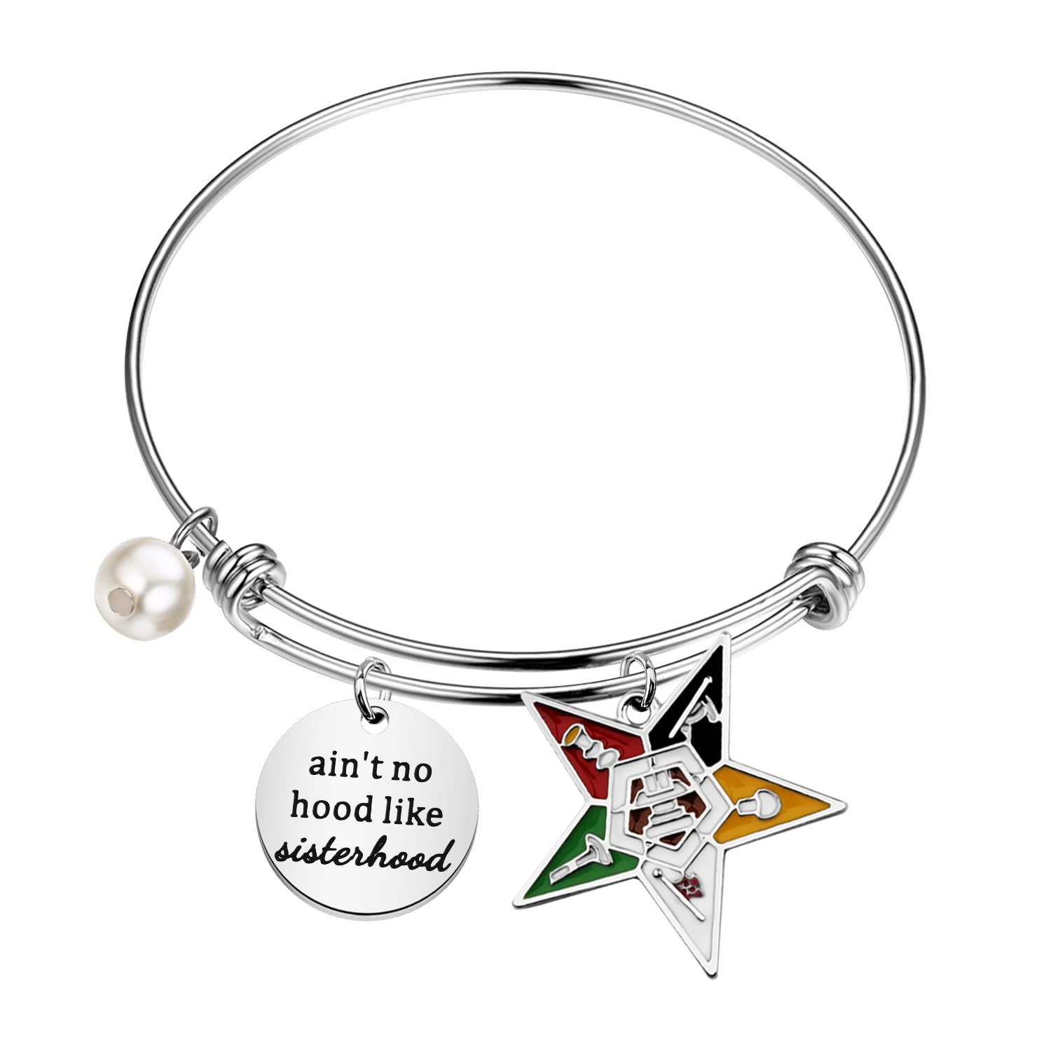 Gzrlyf OES Bracelet for Women Ain’t no Hood Like Sisterhood Jewelry Order Of The Eastern Star Gifts OES Sorority Sisterhood Gifts(OES bracelet)