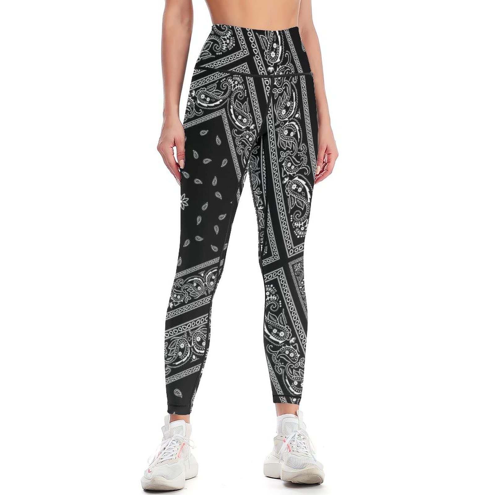 Wxkllsom Black Bandanas Leggings for Women High Waisted Butt Lifting Yoga Pants