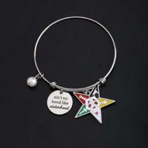 Gzrlyf OES Bracelet for Women Ain’t no Hood Like Sisterhood Jewelry Order Of The Eastern Star Gifts OES Sorority Sisterhood Gifts(OES bracelet)