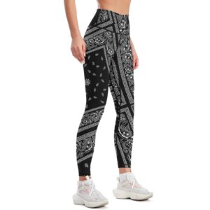 Wxkllsom Black Bandanas Leggings for Women High Waisted Butt Lifting Yoga Pants