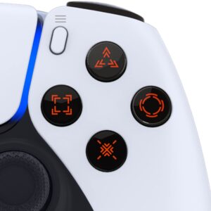 eXtremeRate Replacement Custom Dpad Action Buttons Three-Tone Black & Clear with Orange Redesigned Symbols D-pad Face Buttons Compatible with ps5 Controller