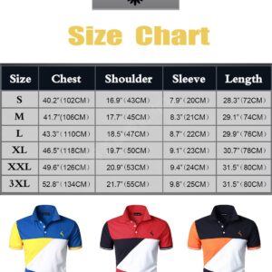 HOOD CREW Man’s Fashion Polo Shirts Short Sleeves Collared T shirt Color Block Sports Golf Polos Pink XL