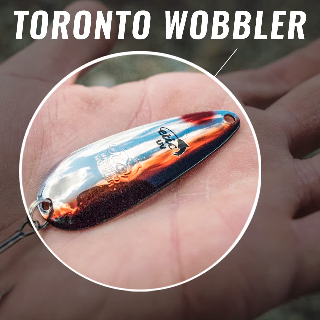 ETIC Toronto Wobbler 3", 1/2oz Fishing Spoons Kit 100% Made of Brass, 3 pcs Fishing Lures, Tackle, Hooks, Baits, Spinning, Casting, Trolling for Trout, Salmon, Pike, Walleye, Bass and Mores