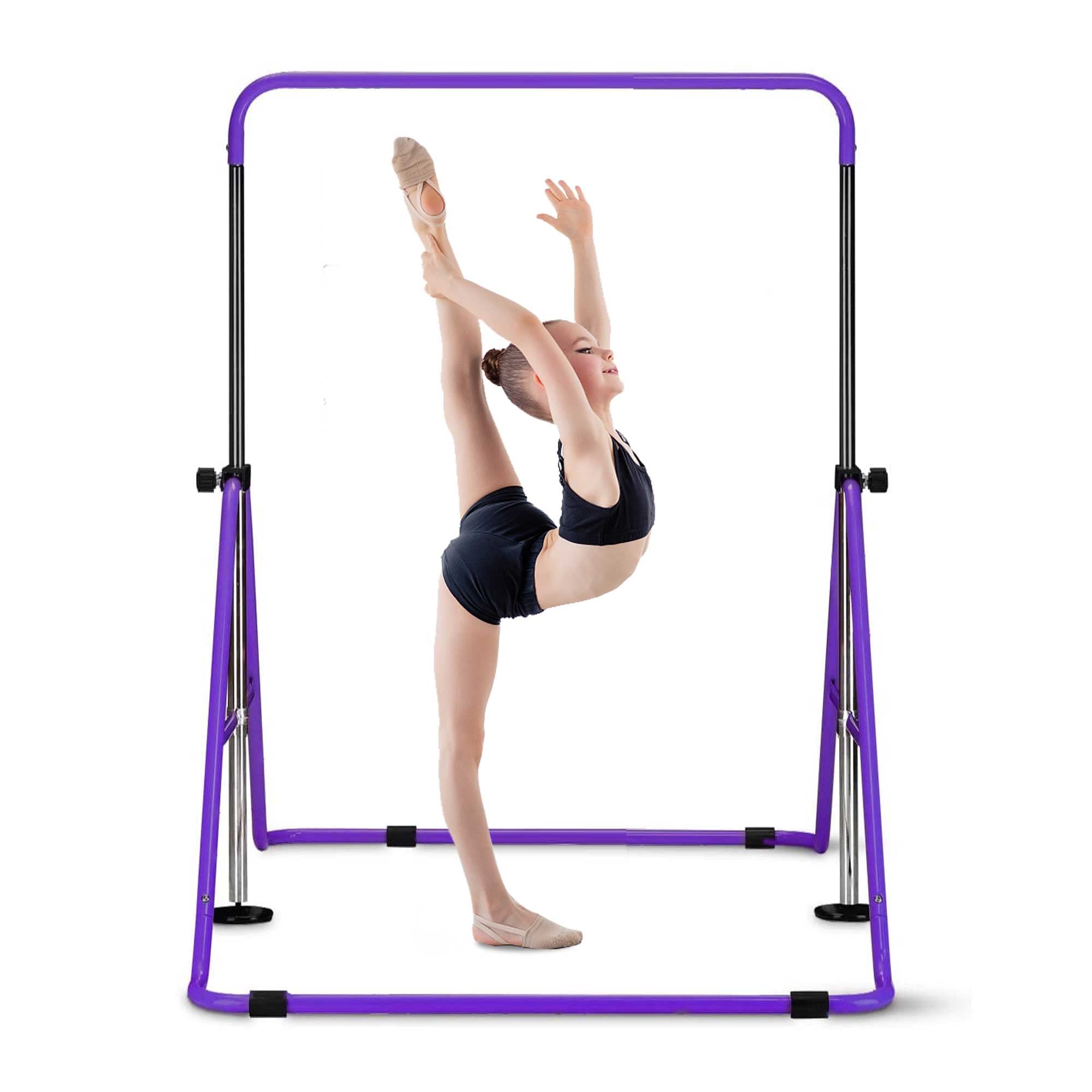 HYD-Parts Gymnastics Bar Kids, Junior Training Bar, Height Adjustable Horizontal Bars, Folding Gymnastics Bars Monkey Bars for Kids (Violet)