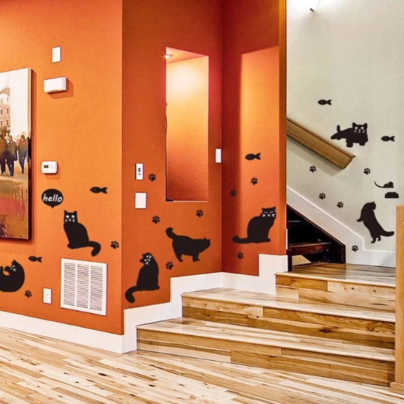 Cute Black Cat Silhouette Wall Sticker Home Decoration Children's Room Staircase Corridor Decoration Mural Combi