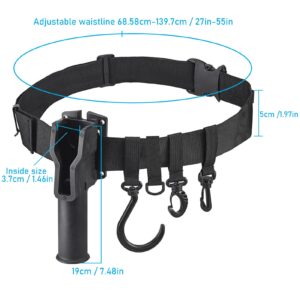 Adjustable Fishing Wading Belt with Rod Holder, Fit Waist up to 55"