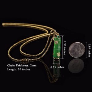 TIKCAUZ Bamboo Necklace Green Jade Lucky Bamboo Pendant with 18K Gold Plated Chain Buddha Necklace Jewelry for Women Men